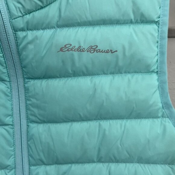 Eddie Bauer Puffer Vest Duck Down Filled Kids L 14 Mint Green - Picture 3 of 10